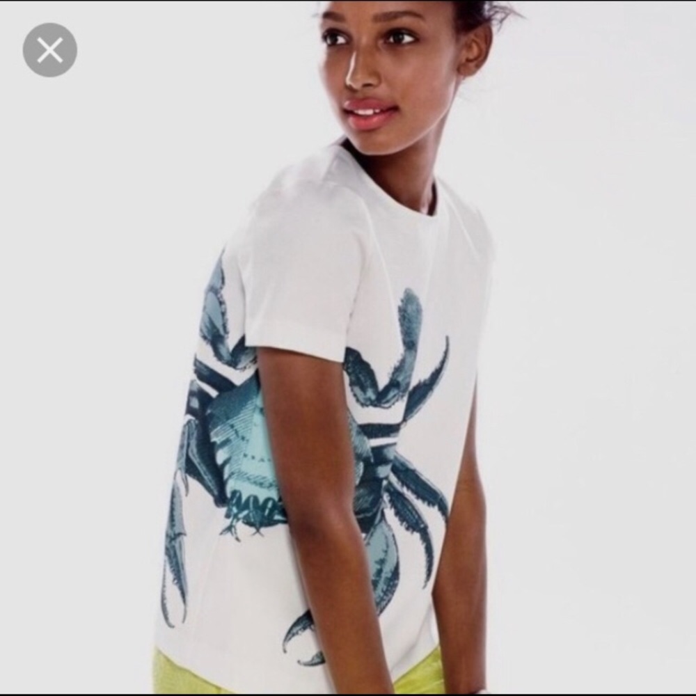 J. Crew Blue Crab White Box Top